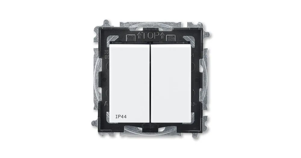 ABB 3559H-A05940 62 Levit s IP44  krytím, Přepínač sériový s krytem, řazení č.5, Bílá/kouřová černá Hit Sezóny