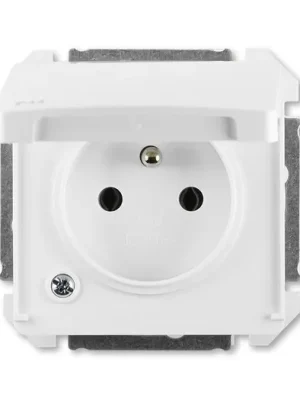 ABB 5518G-A02989 B Swing®L Zásuvka jednonásobná s clonkami a víčkem IP44 jasně bílá (bílé víčko) Ověřený