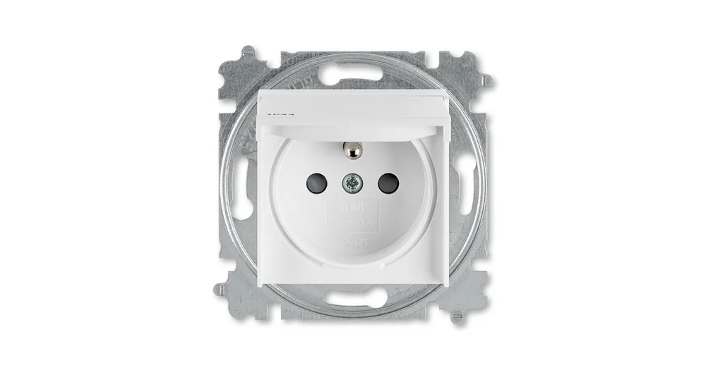 ABB 6619H-A06997 03 Levit s IP44  krytím,Zásuvka jednonásobná s ochranným kolíkem s clonkami a víčkem,Bílá/bílá náhrada za 5519H-A02997 03 Horká Nabídka